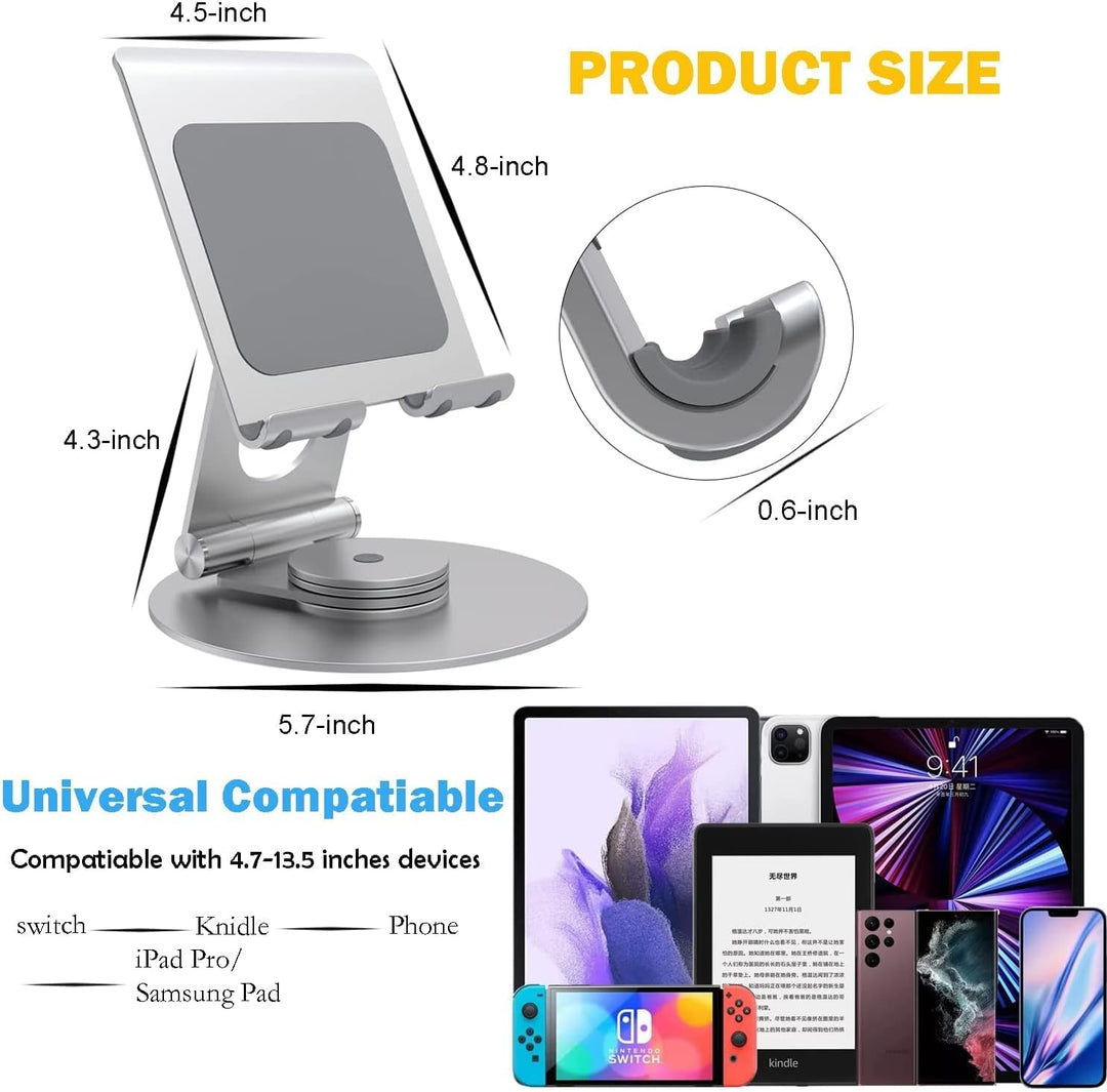 Swivel Stand for iPad,Aluminum Portable 360°Rotating Tablet iPad Stand Holder for Desk,Business,Kitc