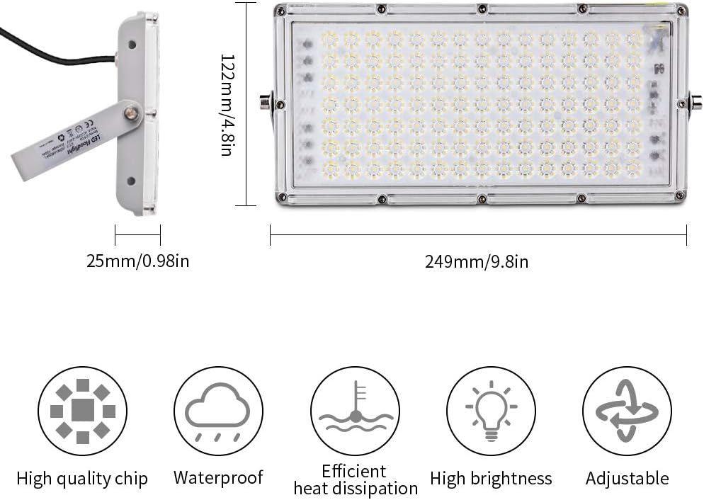 Sararoom 2 Pack LED Strahler Aussen 100W, 10000LM Superhell LED Scheinwerfer, 6500K Kaltweiss LED Fl