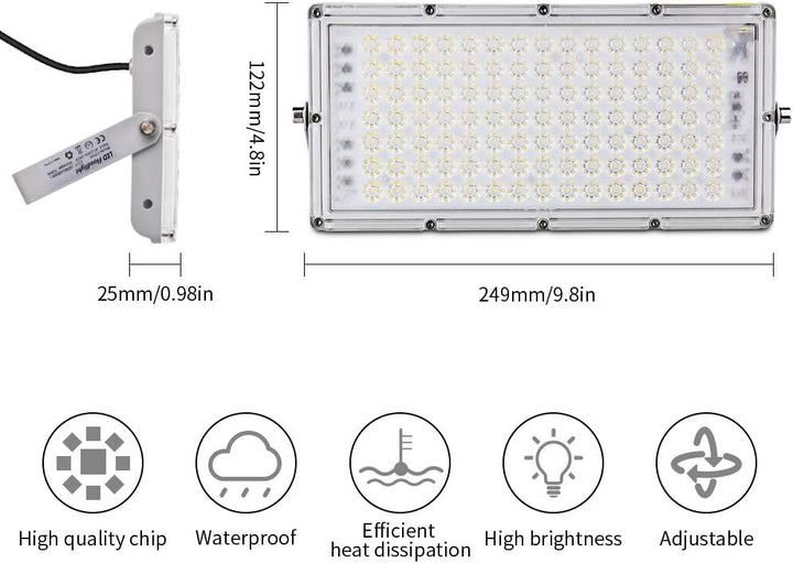 Sararoom 2 Pack LED Strahler Aussen 100W, 10000LM Superhell LED Scheinwerfer, 6500K Kaltweiss LED Fl