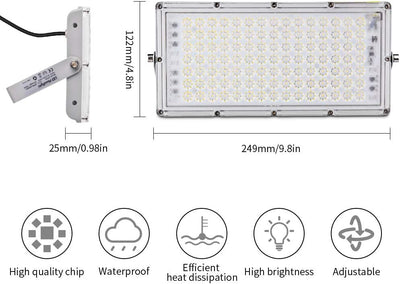 NIKEEYEN 100W LED Strahler Aussen,Wasserdicht IP66 LED Flutlicht,10000LM 6500K KaltWeiss LED Scheinw