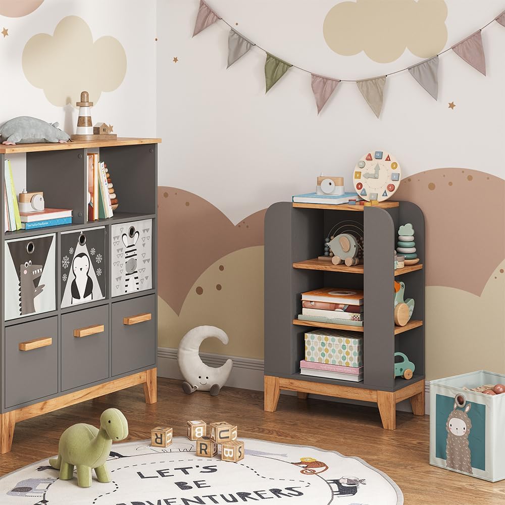 VitaliSpa Kinderregal Malia, Artisan/Grau, 60 x 88 cm mit 9 fächern, mit höhenverstellbaren Einlegeb