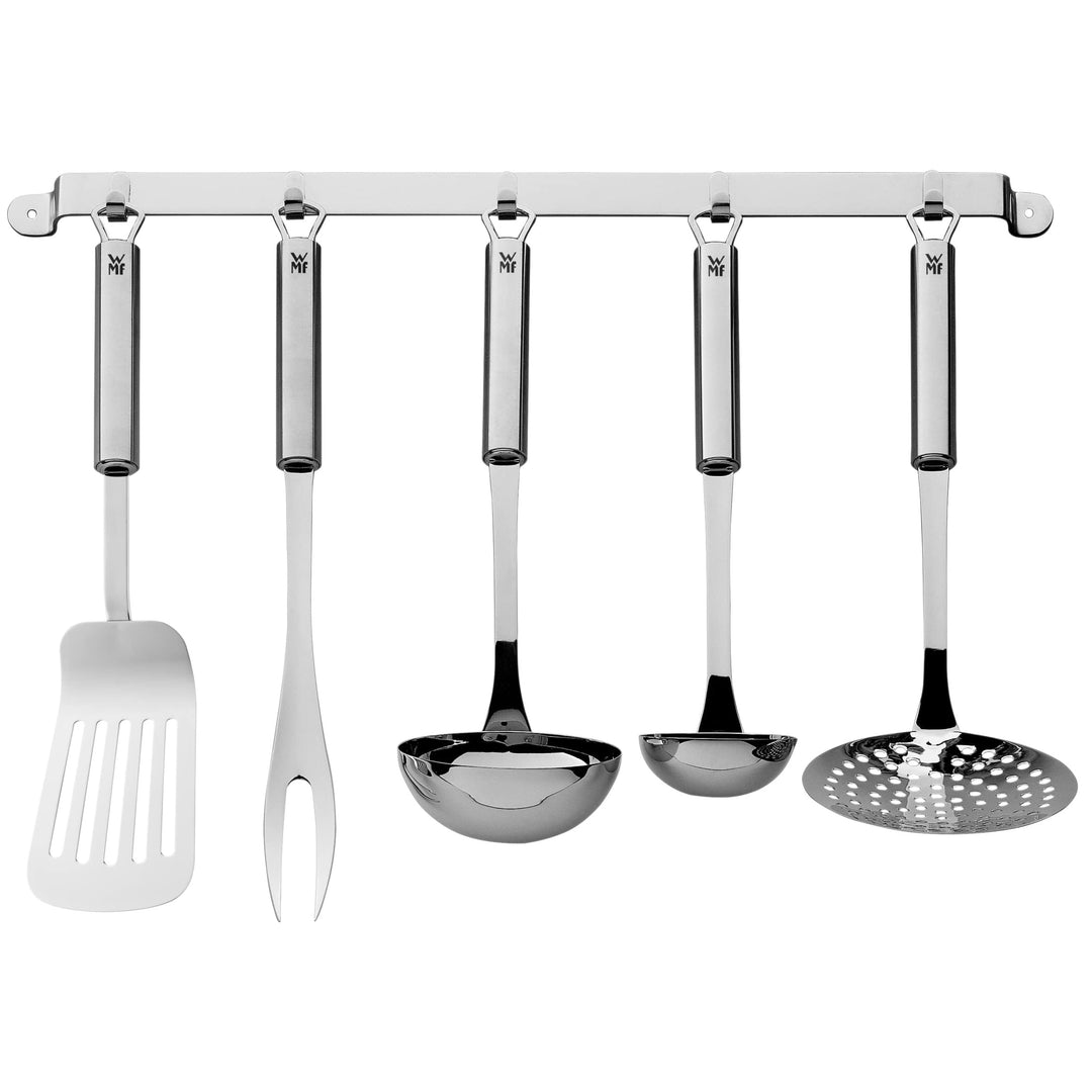 WMF Profi Plus Küchenhelfer Set 6-teilig, Hängeleiste mit 5 Helfer, Schöpflöffel, Schaumlöffel, Sauc