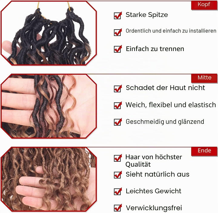 Xtrend 30Inch 8 Packs 3 Tones River Faux Locs Crochet Hair With Curly Hair In Middle And Ends 12Stra