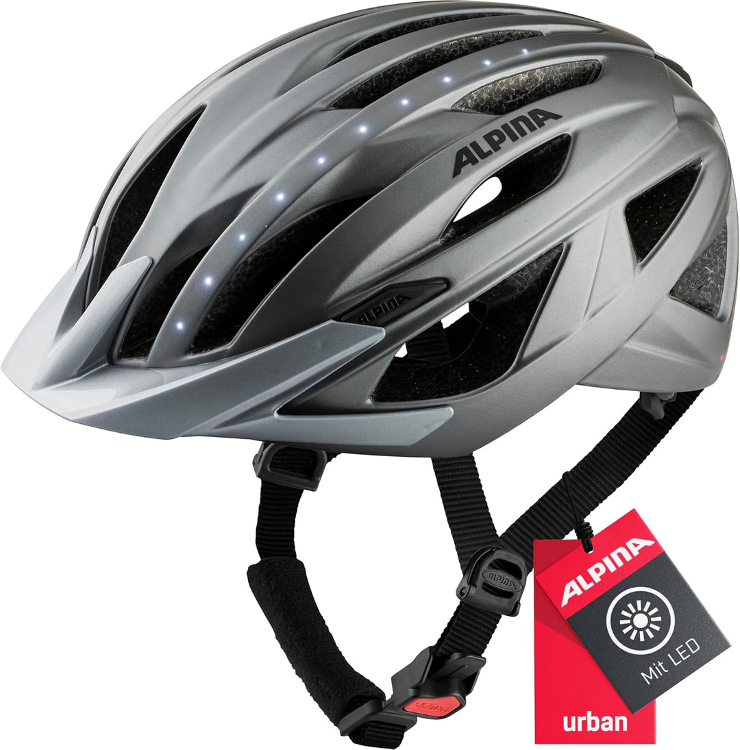 ALPINA HAGA LED - Stossabsorbierender, Beleuchteter & Optimal Anpassbarer Fahrradhelm Mit Integriert