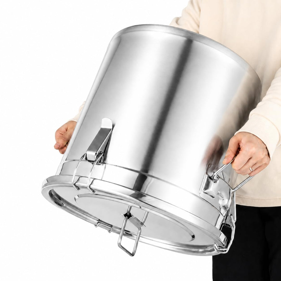 Luftdichter Edelstahl Eimer mit Deckel - 6L/12L/21L/33L Getreidebehälter Mehlbehälter zur Lebensmitt