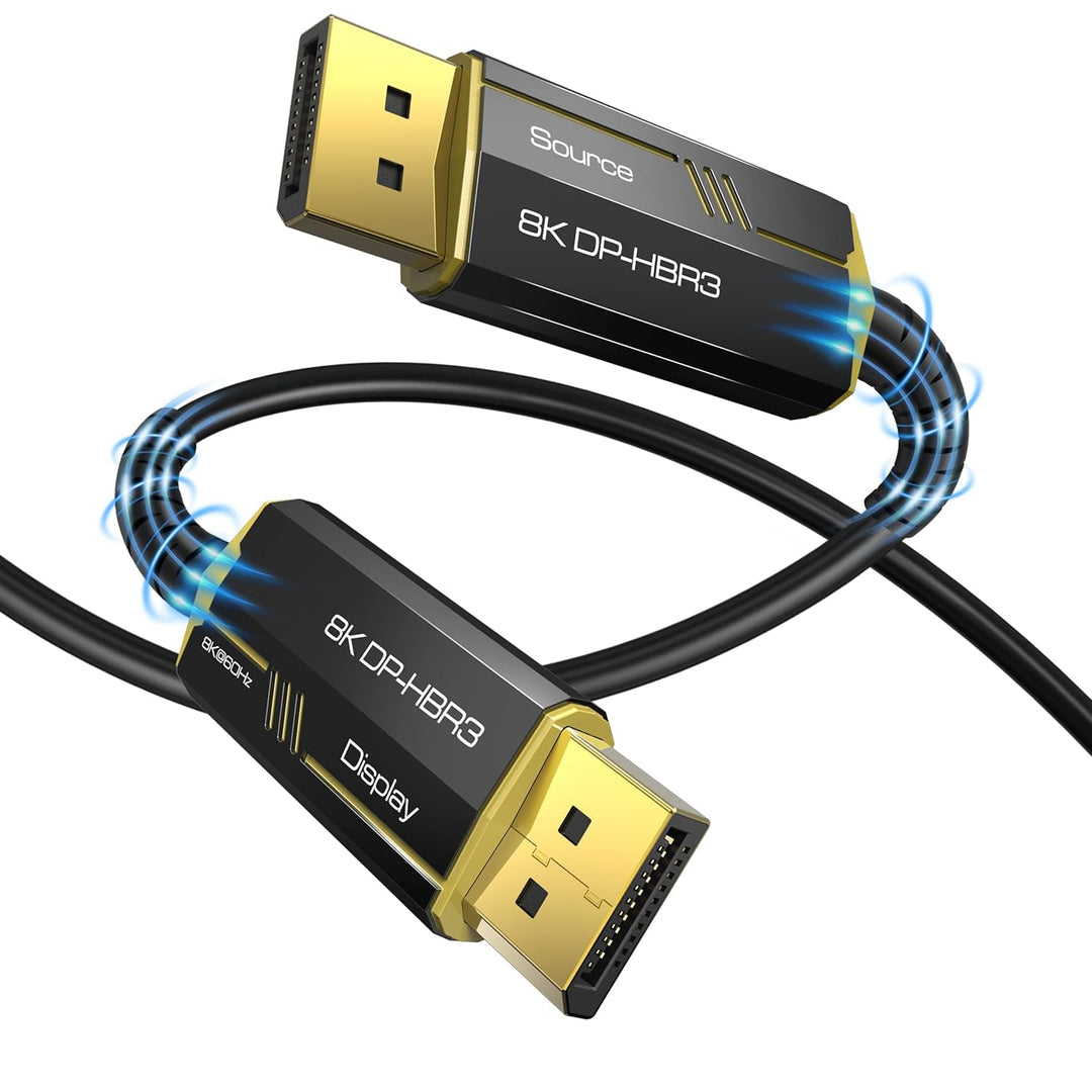 DGHUMEN 8K DisplayPort Kabel 1.4 Glasfaserkabel 15m,Lang DP zu DP Kabel Unterstützt 8K@60Hz 4K@144Hz