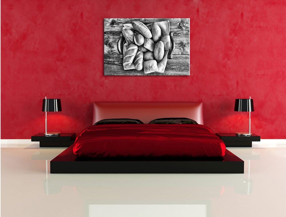 Pixxprint Brot Frühstück Weizen / 100x70cm Leinwandbild bespannt auf Holzrahmen/Wandbild Kunstdruck
