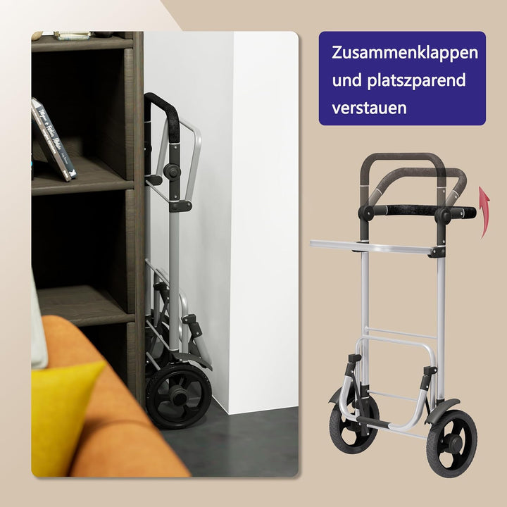 Einkaufstrolley 64L gross, Einkaufstasche mit Rollen klappbar, Einkaufswagen bis 60kg, Trolley mit K