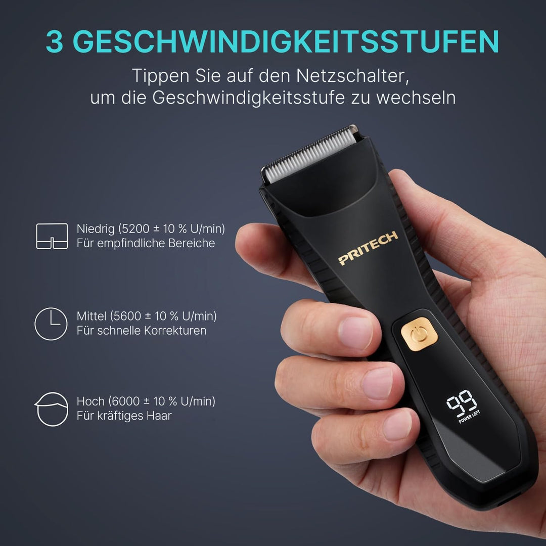 PRITECH Körperhaartrimmer – wasserdichter Intimhaartrimmer für Männer | Elektrorasierer mit Keramikk