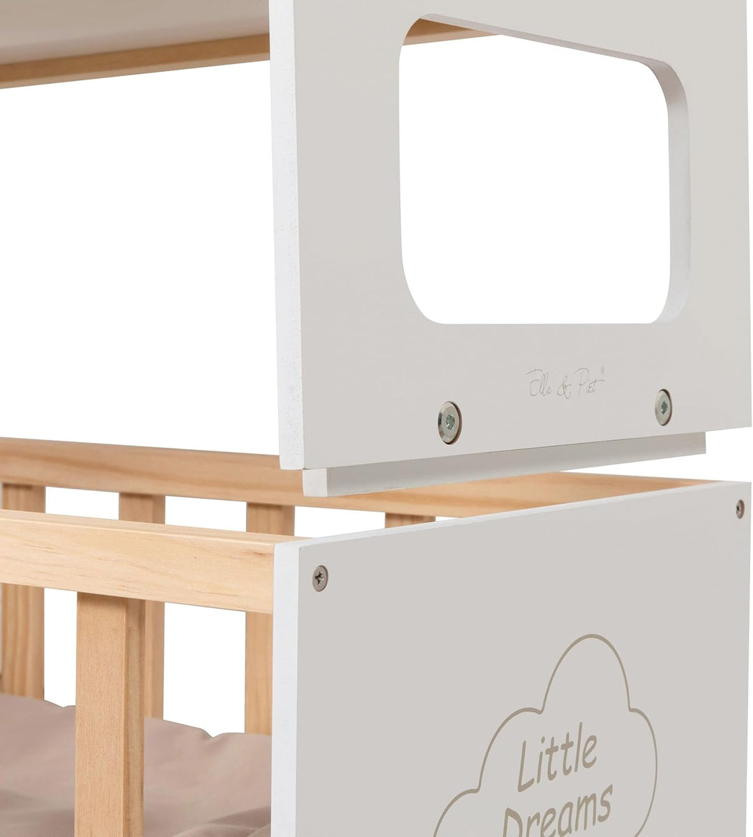 ELLA & PIET® Puppenetagenbett STOCKY Two Stapelbar (Weiss-Schlamm) Puppenbett für 2 Puppen Erweiterb