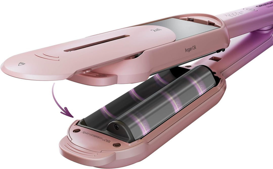 GRUNDIG HS 8331 BotanikaTwist 2in1 Hair Styler, rotierende Platten für Glätten und Stylen, schnelle