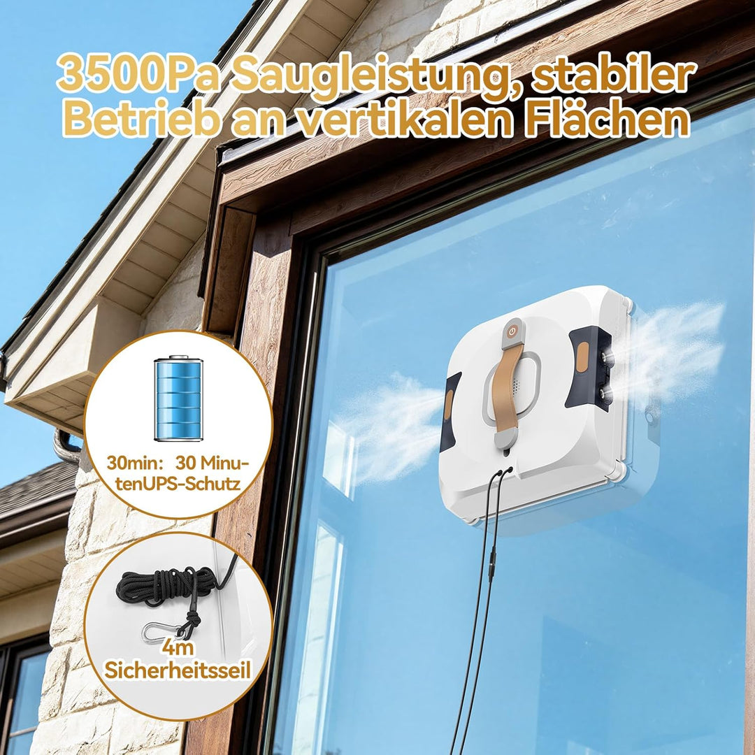 Fensterputzroboter mit Sprache Wechseln, Dual Side Spray Fensterreinigungsroboter mit 110ml ml Dual