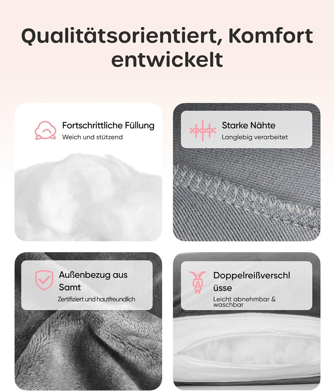 Nuliie Schwangerschaftskissen & Seitenschläferkissen U-Form mit waschbarem Bezug, Super-bequemes Kom