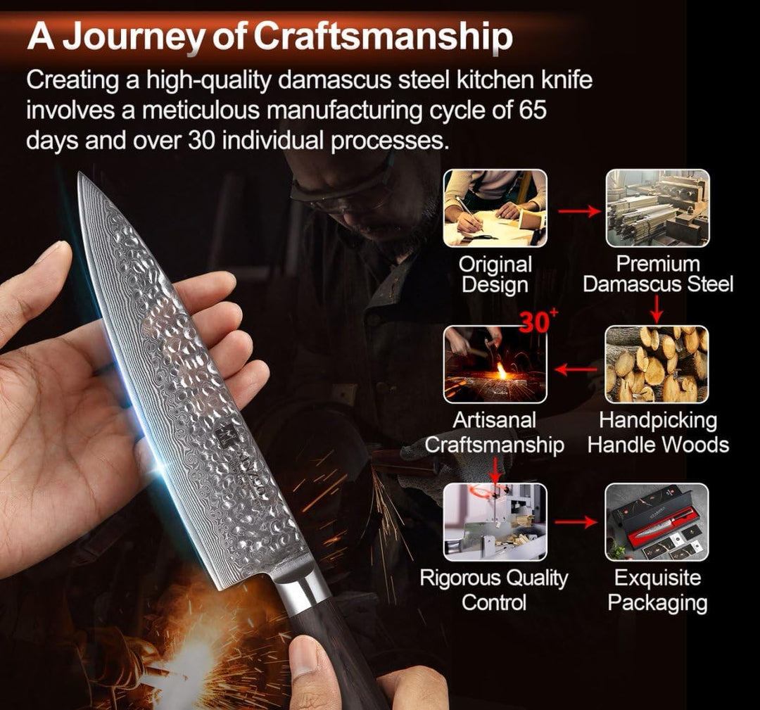 XINZUO 20.1cm Kochmesser,Scharf Profi Damaststahl Gyuto Multifunktions Chefmesser Küchenmesser mit E