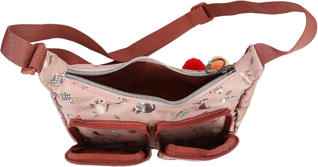 Depesche TOPModel Fur Ever Friends Umhängetasche für Mädchen, Rosa mit Kunstfell-Pompons, 2 Aussenta