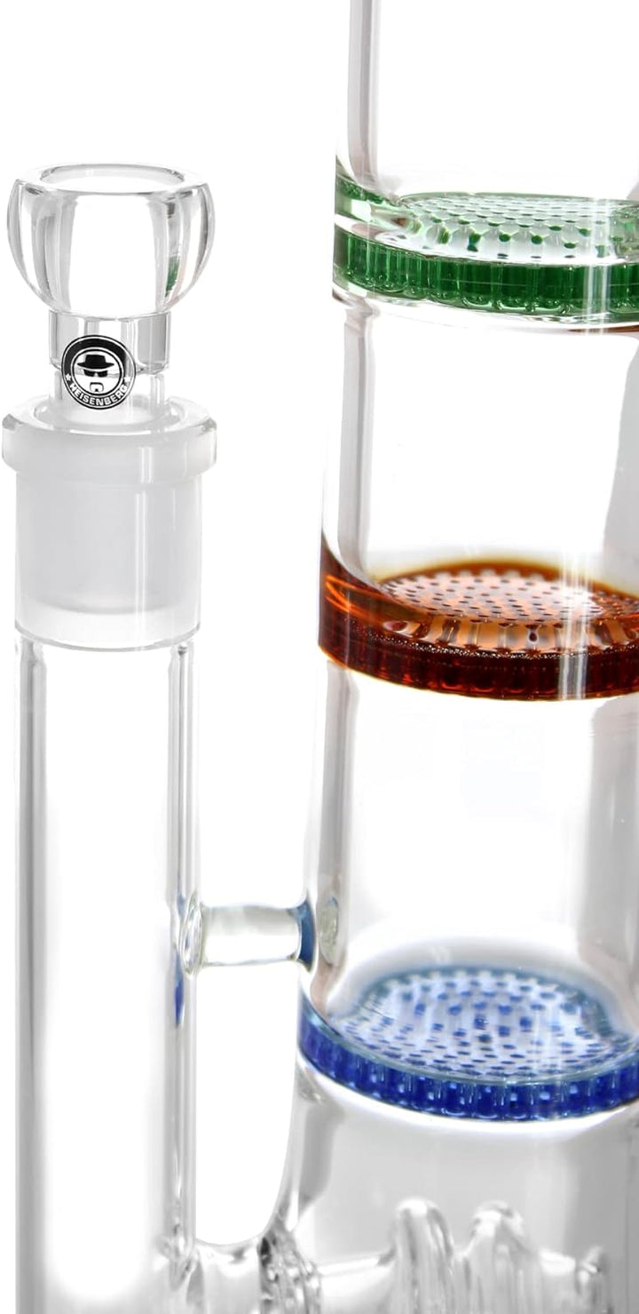 Heisenberg Old School Glasbong Color-Line 56cm mit 3x Honeycomb-Perkolator und Eiskerben