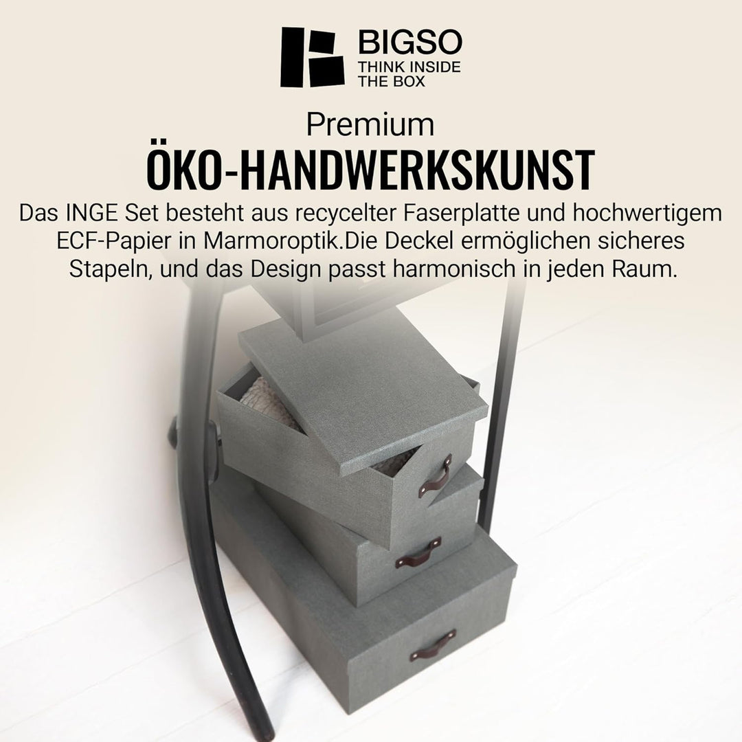 BIGSO BOX OF SWEDEN INGE 3er-Set Aufbewahrungsboxen für das Schlaf-, Kinder-, Arbeits- oder Badezimm