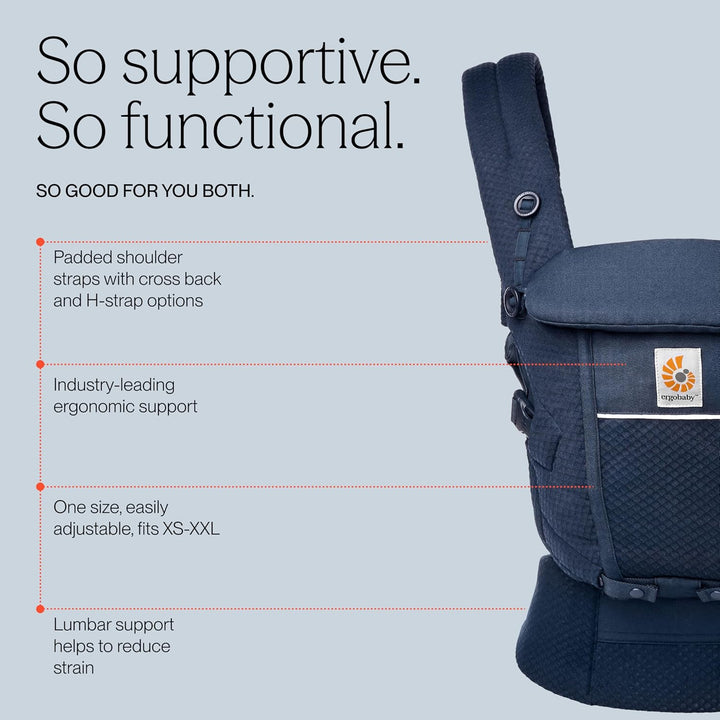 Ergobaby Adapt Babytrage für Neugeborene ab Geburt, 3-Positionen SoftFlex Mesh Ergonomische Babybauc