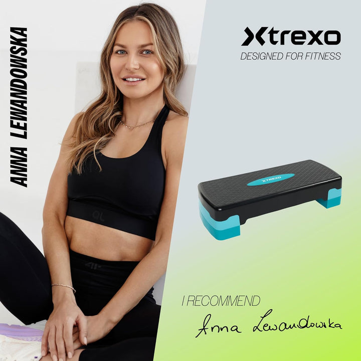 TREXO Aerobic Step 68 x 28 cm Für Cardio- und Fitnesstraining Höhenverstellbar 15-20 cm Langlebig au