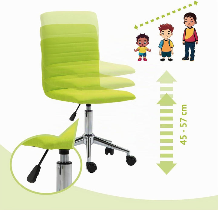 SVITA Linus Schreibtischstuhl Kinder Drehstuhl Stoffbezug Grün Grün Polyester, Grün Polyester