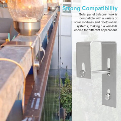 Solarmodul Halterung Balkon, Solarpanel Halterung Haken Balkon, Edelstahl Balkonhaken für Eckig Balk
