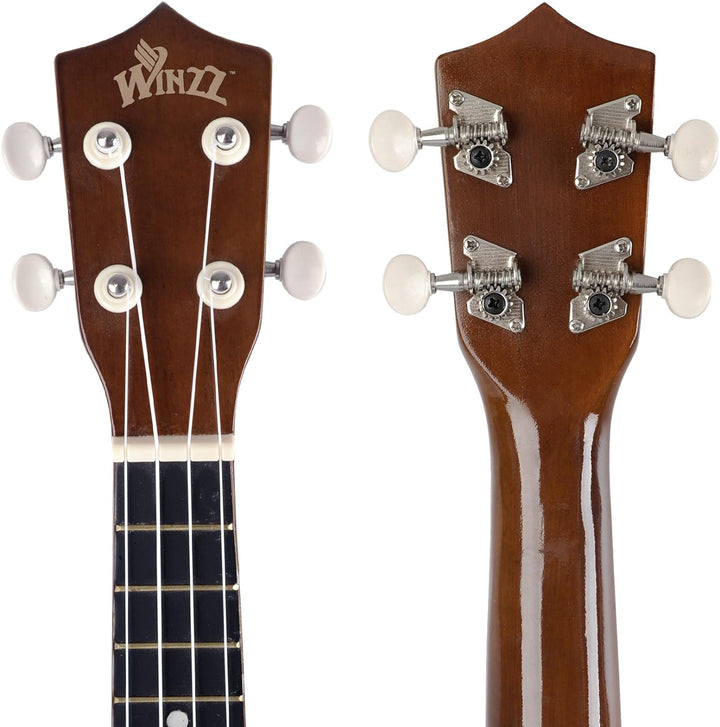 Winzz Sopran Ukulele Starter Kit für Anfänger, mit Tasche, Clip-On Tuner, zusätzlichen Saiten, Gurt,