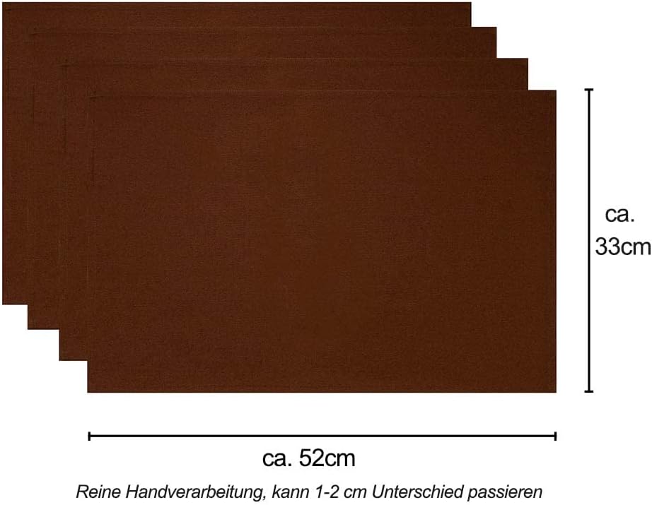 Vivi Idee® 6er Tischsets Platzset 100% Baumwolle Platzdeckchen Stoff abwaschbar Handgenäht 52x33cm (