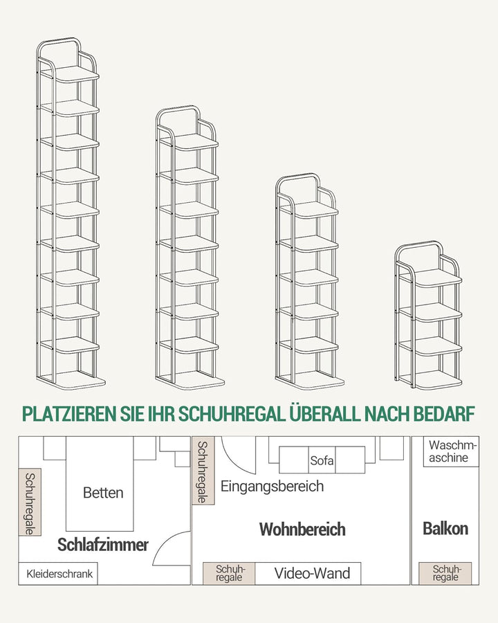 Hzuaneri Vertikales Schuhregal, 8-Stöckige Schuhregale, Schuhturm für Kleine Räume, Freistehend, Ver