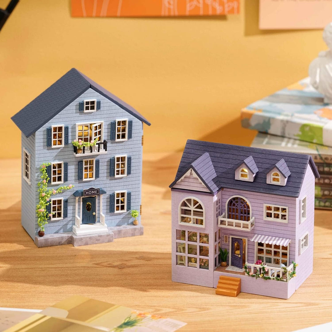 CUTEROOM DIY Miniatur Haus Puppenhaus Kit Puppenhaus Miniatur mit Möbeln und LED-Licht Miniatur Haus