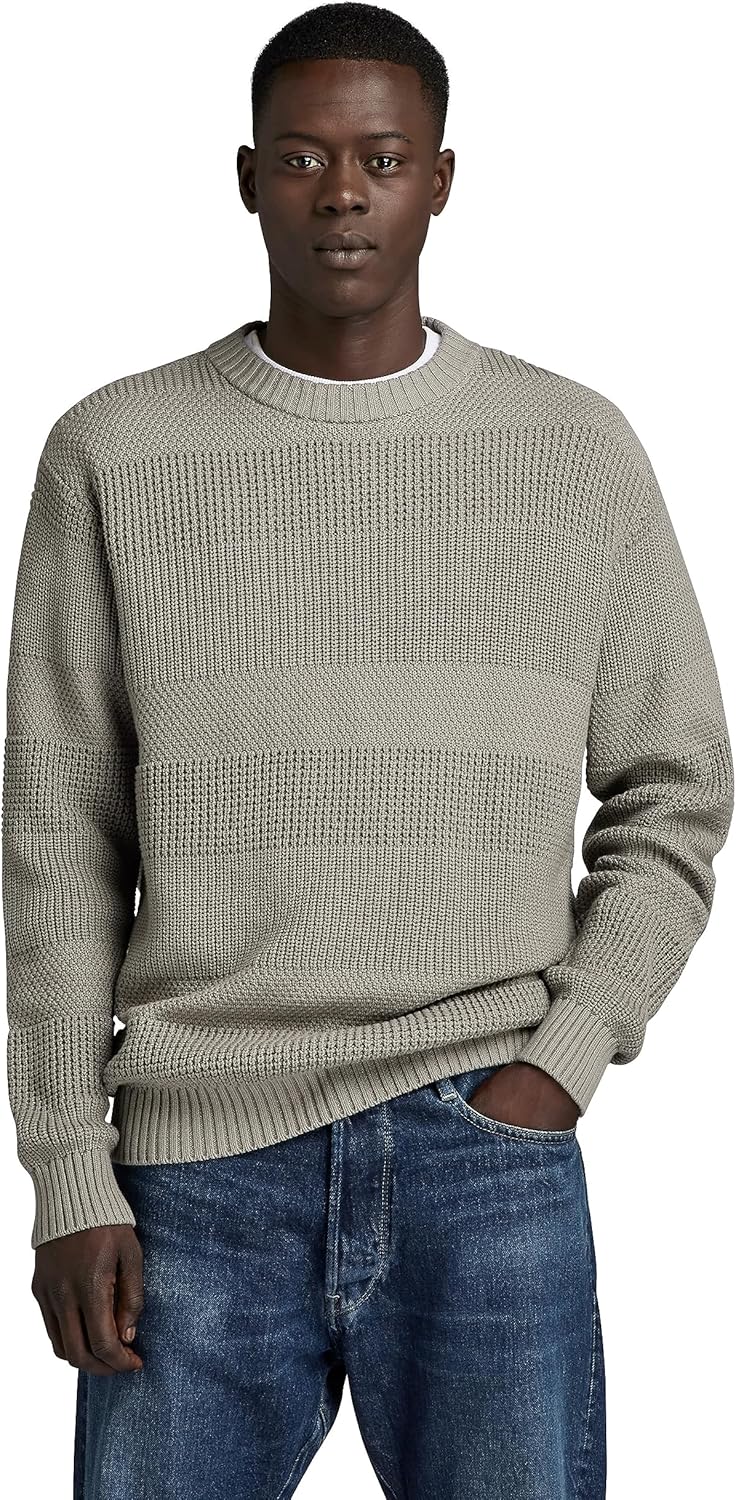 G-STAR Herren Hori Structure Knitted Pullover Knits, Grau (Elephant Skin D23539-d496-g106)