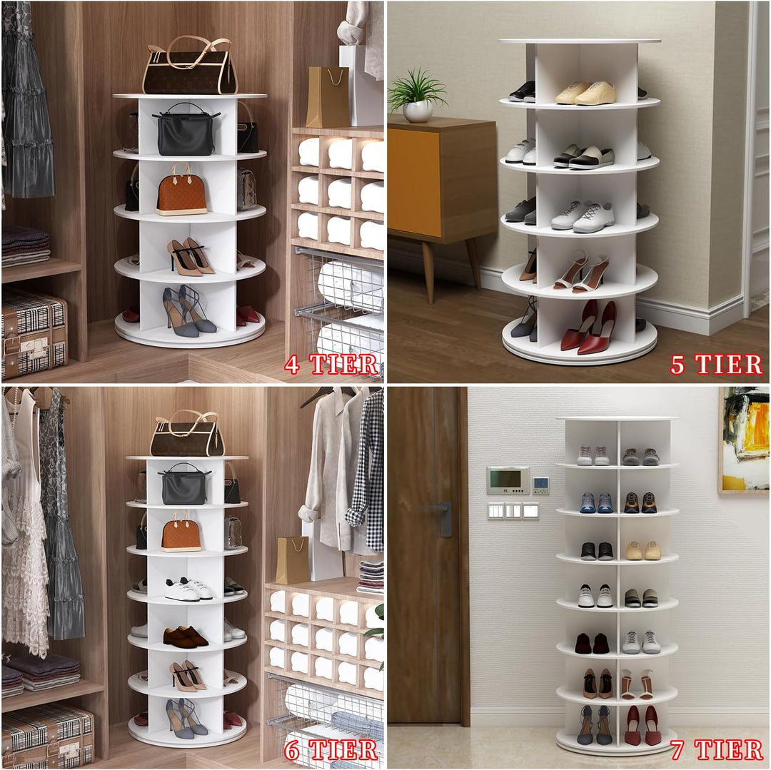 PTUWODS Drehbares Schuhschrank, 360-Grad-Schuhregal, Aufbewahrung, Rundes Karussell, Vertikale Handt