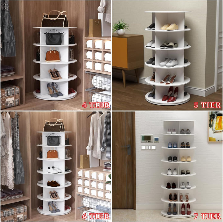PTUWODS Drehbares schuhschrank, drehbares 360-Grad-Schuhregal, Aufbewahrung, rundes Karussell, verti