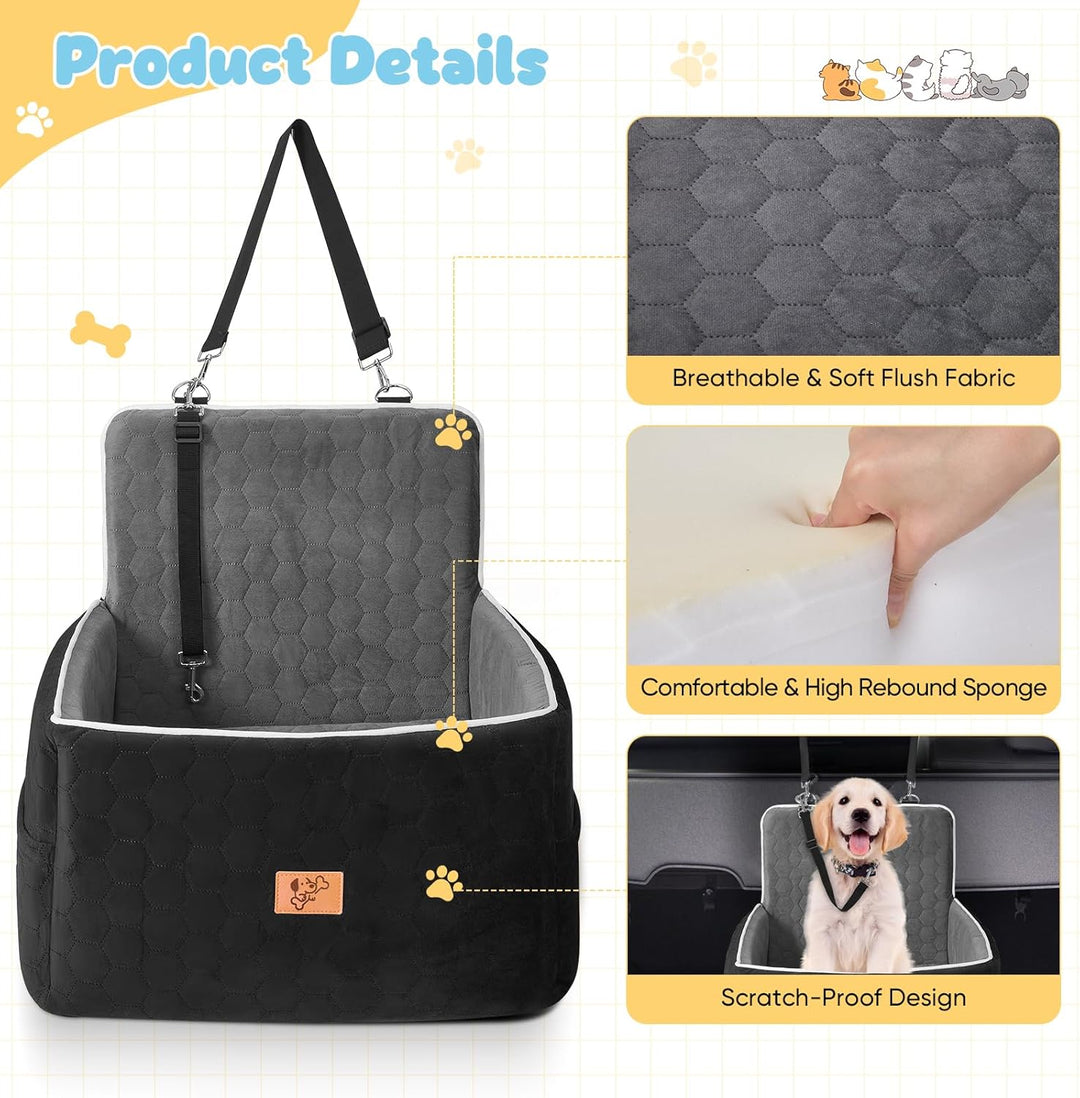 Hunde Autositz für Kleine und Mittelgrosse 52x52x50cm, Abnehmbarer und Waschbarer Sitzerhöhungssitz