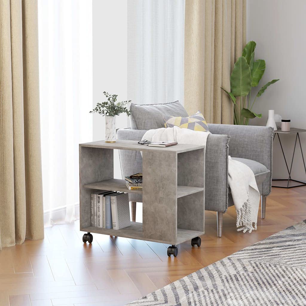 FIRBNUS Beistelltisch Betongrau 70x35x55 cm Beistelltisch Rollen Beistelltisch Bett Beistelltisch Ho