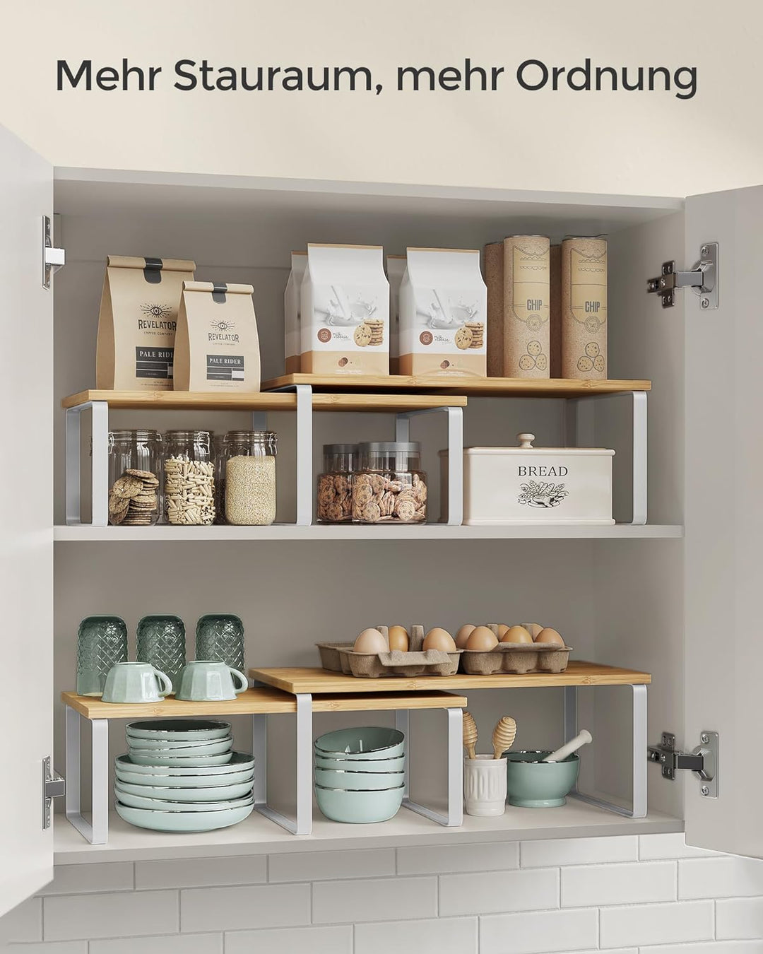 SONGMICS Gewürzregal, 2er Set Küchen-Organizer, Küchenregal, Schrank-Organizer Küche, erweiterbar, k