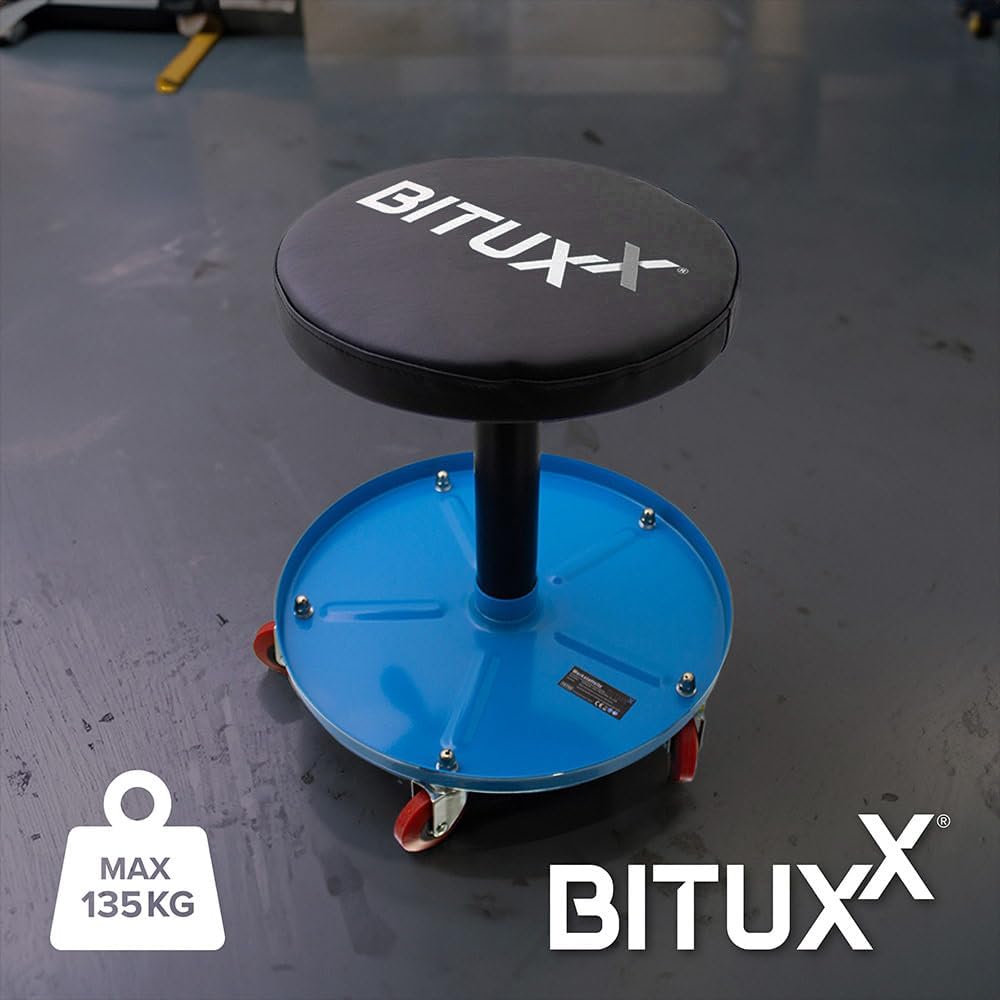 Bituxx® Werkstatthocker Drehhocker Rollhocker Hocker Drehstuhl Sitz Werkstatt Werstattstuhl Stufenlo