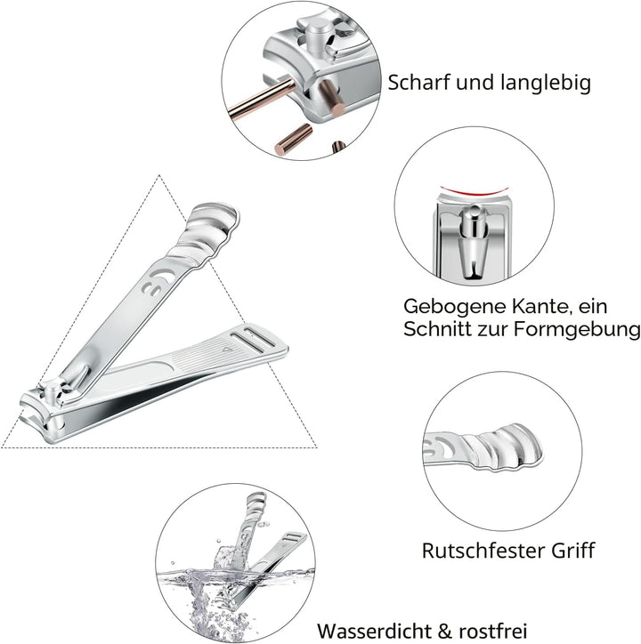 Maniküre Set 23 stücke Professionelles Nagelknipser Kit Pediküre Kit Pflegeset aus Edelstahl Nagelpf
