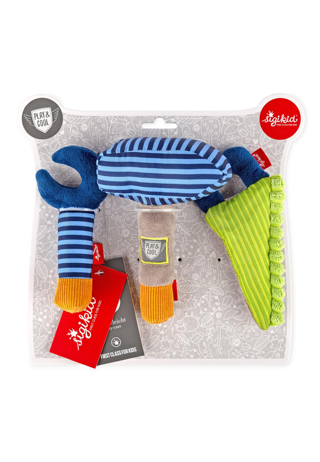 Sigikid Baby Rassel & Greiflinge Werkzeug Set Play & Cool - Babyspielzeug Motorik Knisterfolie Quiet