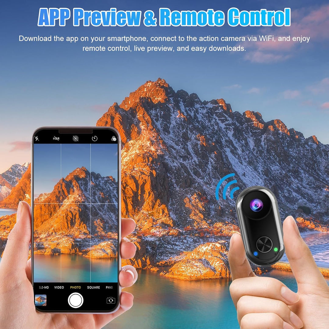 OBEST Action Cam 4K Bildstabilisierung WiFi Action Kamera Stabilisator Wasserdicht Mini Bodycam Körp
