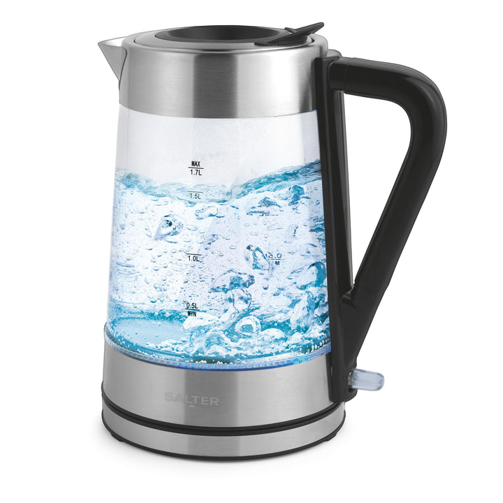 Salter Wasserkocher aus Glas mit Farbwechsel – 1,7 l, LED-Beleuchtung (Blau bis Rot), leicht zu befü