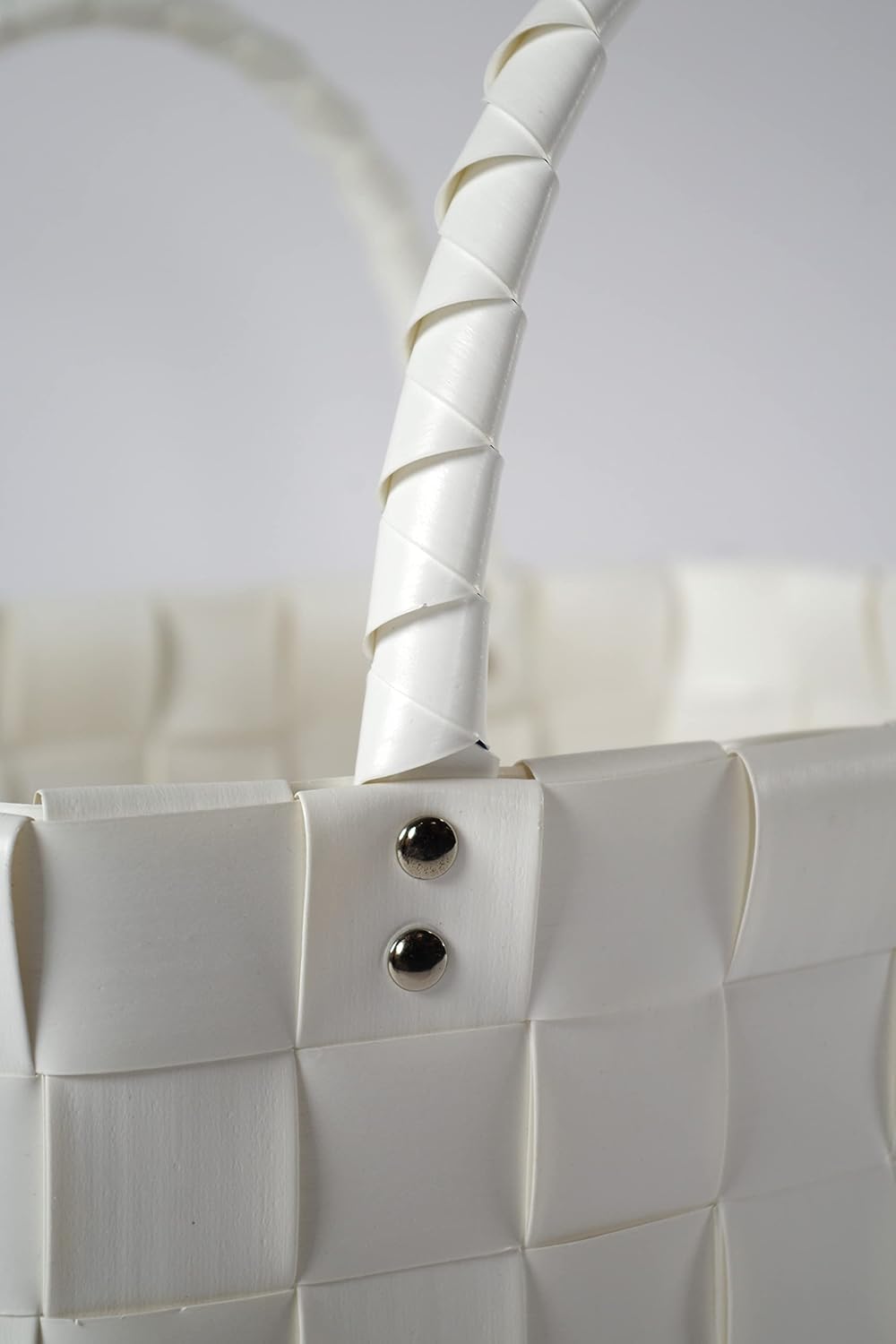 Kobolo Tasche Einkaufskorb geflochten Kunststoff Shopper - White XXL - 36x22x28 cm