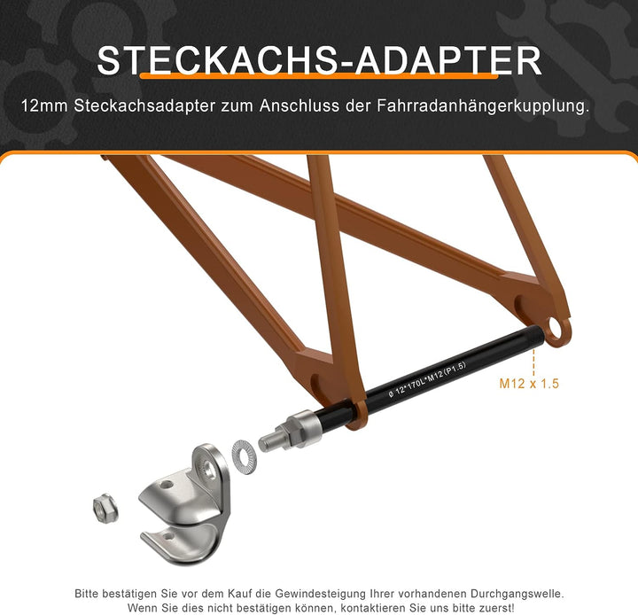 NICEDACK Steckachse Adapter M12 für Fahrradanhänger Kupplung, Fahrrad Steckachsenadapter, Fahrrad St