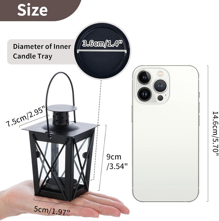 Nuptio 4 Stück Lanterne en Verre à Terre Suspendue, Lanterne en Verre Portable, Petite Lanterne Rétr