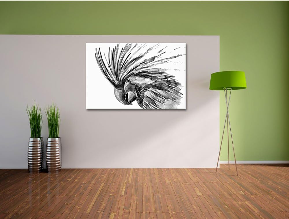Pixxprint Exotischer Vogel Kunst / 100x70cm Leinwandbild bespannt auf Holzrahmen/Wandbild Kunstdruck