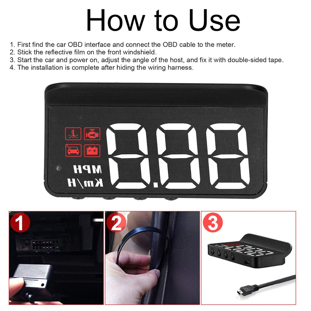 OBD2 HUD Head Up Display, Auto HUD Tachometeranzeige Windschutzscheibenprojektor Multifunktionsanzei