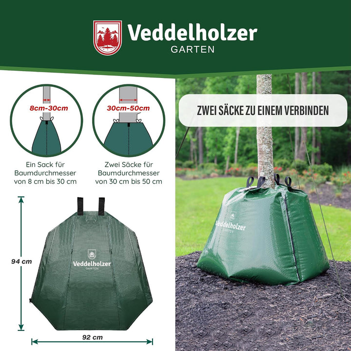Veddelholzer 2 x 75 l Baumbewässerungssack mit Reissverschluss kombinierbar. Diebstahlschutz und Sch