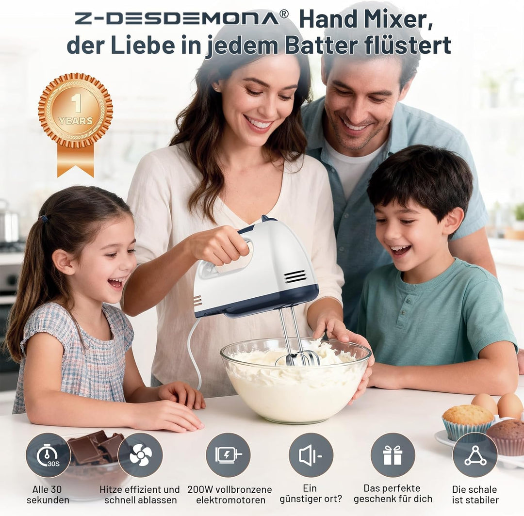 Elektrischer Handmixer, Kleine Lebensmittelmischer 7 Geschwindigkeiten Handmischer, 304 * (1 * Whisk