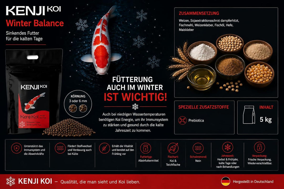 KENJI KOI Winter Balance 5kg 3mm - Sinkendes Koifutter Winter - Koifutter Frühjahr, Herbst, Winter |