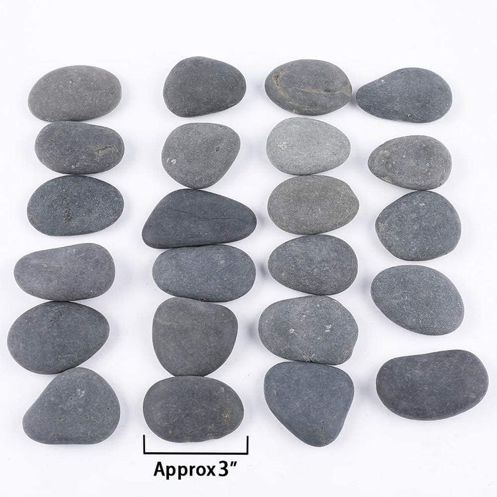 RockImpact 24 Grosse steine zum bemalen Dunkelgraue Strandkiesel, natürliche Flussfelsen mit glatter