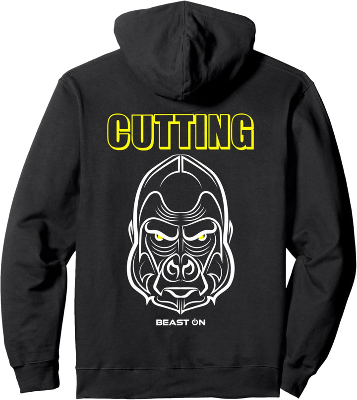 Gorilla Kopf Rücken Motiv Cutting Gelb Gym Fitness Training Pullover Hoodie